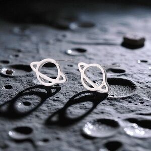 Stunning 925 Sterling Silver Planet Stud Earrings